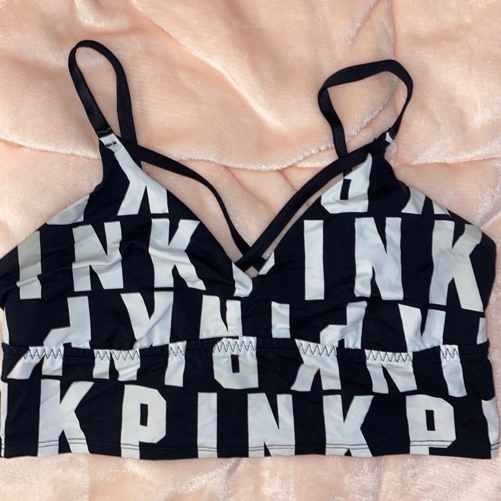 Pink Victoria’s Secret sports bra top